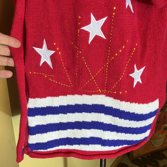Vintage QUACKER FACTORY Size Large 4th Of July America USA Cardigan Cotton Ramie - Picture 13 of 13